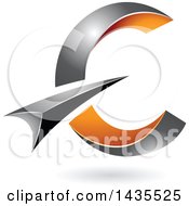 Poster, Art Print Of Abstract Black And Orange Letter C Design With A Shadow