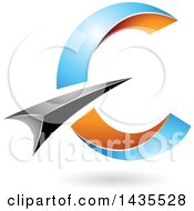 Clipart Of An Abstract Black Blue And Orange Letter C Design With A Shadow Royalty Free Vector Illustration