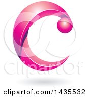 Clipart Of A Pink Letter C With A Shadow Royalty Free Vector Illustration