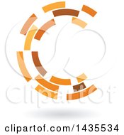 Poster, Art Print Of Brown And Orange Abstract Floating Letter C Made Of Triangles With A Shadow