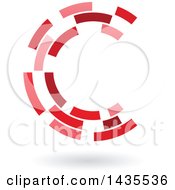 Clipart Of A Red Abstract Floating Letter C Made Of Triangles With A Shadow Royalty Free Vector Illustration