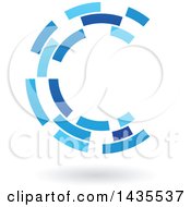 Poster, Art Print Of Blue Abstract Floating Letter C Made Of Triangles With A Shadow