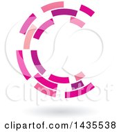 Poster, Art Print Of Pink And Purple Abstract Floating Letter C Made Of Triangles With A Shadow