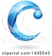 Poster, Art Print Of Blue Letter C With A Shadow