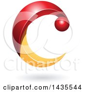Poster, Art Print Of Red And Orange Letter C With A Shadow
