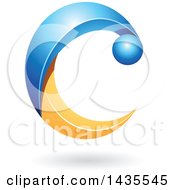 Poster, Art Print Of Blue And Orange Letter C With A Shadow