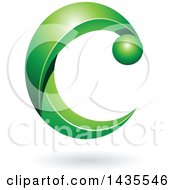 Poster, Art Print Of Green Letter C With A Shadow