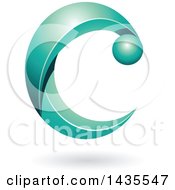 Poster, Art Print Of Turquoise Letter C With A Shadow