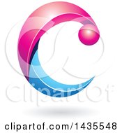 Poster, Art Print Of Pink And Blue Letter C With A Shadow
