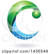 Poster, Art Print Of Green And Blue Letter C With A Shadow