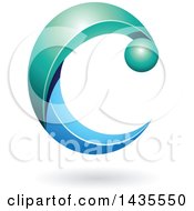 Poster, Art Print Of Turquoise And Blue Letter C With A Shadow