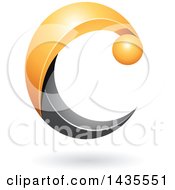 Poster, Art Print Of Black And Yellow Letter C With A Shadow