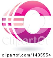Clipart Of A Striped Letter C Design With A Shadow Royalty Free Vector Illustration