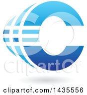 Clipart Of A Striped Letter C Design With A Shadow Royalty Free Vector Illustration