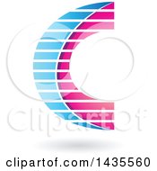 Clipart Of A Letter C Design With Stripes And A Shadow Royalty Free Vector Illustration