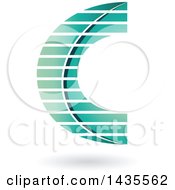 Clipart Of A Letter C Design With Stripes And A Shadow Royalty Free Vector Illustration