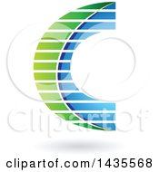 Poster, Art Print Of Letter C Design With Stripes And A Shadow