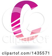 Clipart Of A Floating Letter C Design With Stripes And With A Shadow Royalty Free Vector Illustration