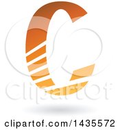 Poster, Art Print Of Floating Letter C Design With Stripes And With A Shadow