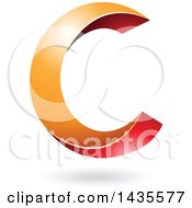 Clipart Of A Twisting Letter C Design With A Shadow Royalty Free Vector Illustration