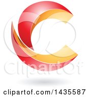 Clipart Of A Two Pieced Letter C Design With A Shadow Royalty Free Vector Illustration