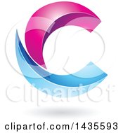 Clipart Of A Two Pieced Letter C Design With A Shadow Royalty Free Vector Illustration