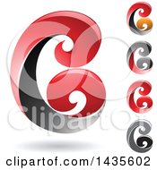 Clipart Of Floating Abstract Swirly Capital Letter B Designs With Shadows Royalty Free Vector Illustration