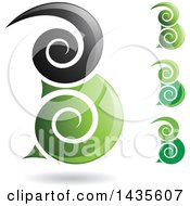 Clipart Of Floating Abstract Swirly Capital Letter B Designs With Shadows Royalty Free Vector Illustration