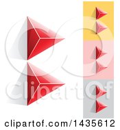 Poster, Art Print Of Red Abstract 3d Pyramids Forming Letter B Designs