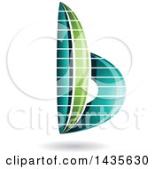 Clipart Of A Floating Abstract Striped Lowercase Letter B With A Shadow Royalty Free Vector Illustration