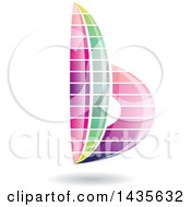Poster, Art Print Of Floating Abstract Striped Lowercase Letter B With A Shadow