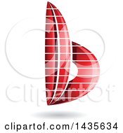 Clipart Of A Floating Abstract Striped Lowercase Letter B With A Shadow Royalty Free Vector Illustration