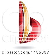 Poster, Art Print Of Floating Abstract Striped Lowercase Letter B With A Shadow