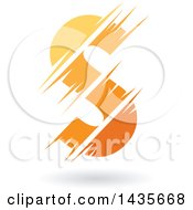 Poster, Art Print Of Gradient Yellow And Orange Letter S Design With Speed Or Slash Marks And A Shadow