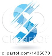 Poster, Art Print Of Gradient Blue Letter S Design With Speed Or Slash Marks And A Shadow