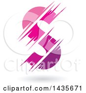 Poster, Art Print Of Gradient Pink And Purple Letter S Design With Speed Or Slash Marks And A Shadow