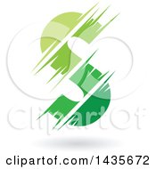 Poster, Art Print Of Gradient Green Letter S Design With Speed Or Slash Marks And A Shadow