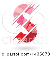 Poster, Art Print Of Gradient Pink And Red Letter S Design With Speed Or Slash Marks And A Shadow