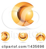 Clipart Of 3d Abstract Sphere Letter C Designs With Shadows Royalty Free Vector Illustration