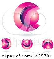 Clipart Of 3d Abstract Sphere Letter C Designs With Shadows Royalty Free Vector Illustration
