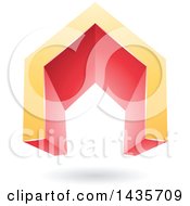 Poster, Art Print Of 3d Floating Abstract Yellow And Red House Or Gate Design With A Shadow