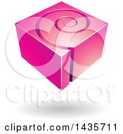 Poster, Art Print Of 3d Abstract Floating Pink Cube With A Spiral Over A Shadow