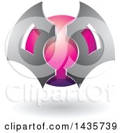 Clipart Of A Gray And Pink Futuristic Abstract Shielded Sphere Design With A Shadow Royalty Free Vector Illustration