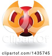 Clipart Of A Red And Orange Futuristic Abstract Shielded Sphere Design With A Shadow Royalty Free Vector Illustration