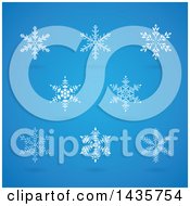 Poster, Art Print Of White Snowflakes With Shadows On Blue