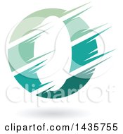 Clipart Of A Gradient Green Letter O Or Number Zero Design With Speed Or Slash Marks And A Shadow Royalty Free Vector Illustration by cidepix