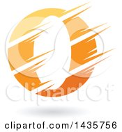 Poster, Art Print Of Gradient Yellow And Orange Letter O Or Number Zero Design With Speed Or Slash Marks And A Shadow