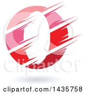 Poster, Art Print Of Gradient Pink And Red Letter O Or Number Zero Design With Speed Or Slash Marks And A Shadow