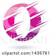 Poster, Art Print Of Gradient Pink And Purple Letter O Or Number Zero Design With Speed Or Slash Marks And A Shadow