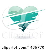 Clipart Of A Floating Turquoise Heart With Slits Royalty Free Vector Illustration by cidepix